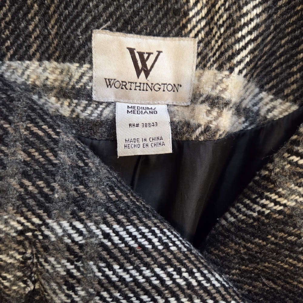 Worthington Black and White Plaid Coat - Picture 2 of 4